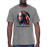 Captain America, Mens Graphic Print Short Sleeve Tee, Standing Captain, Sizes XS-3XL